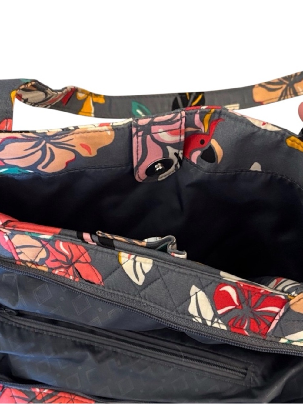 Vera Bradley Floral Shoulder Bag - Gray with Multicolor Flowers - Picture 3 of 6